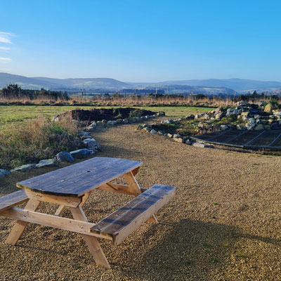 Picnic table in quiet fielded area