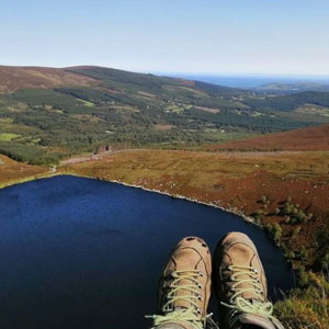 Sitting on hill overlooking lake